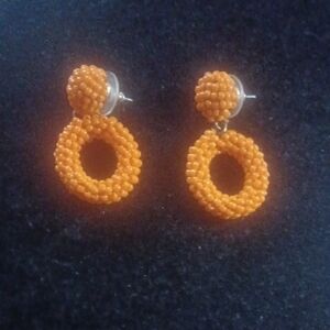 J. Crew Vibrant Orange Beaded Earrings